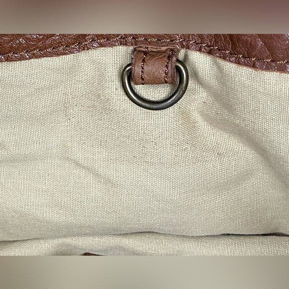 Lucky Brand gorgeous Leather Wool Fleece Patchwork Hobo Handbag Boho Retro 70’s - Picture 11 of 13